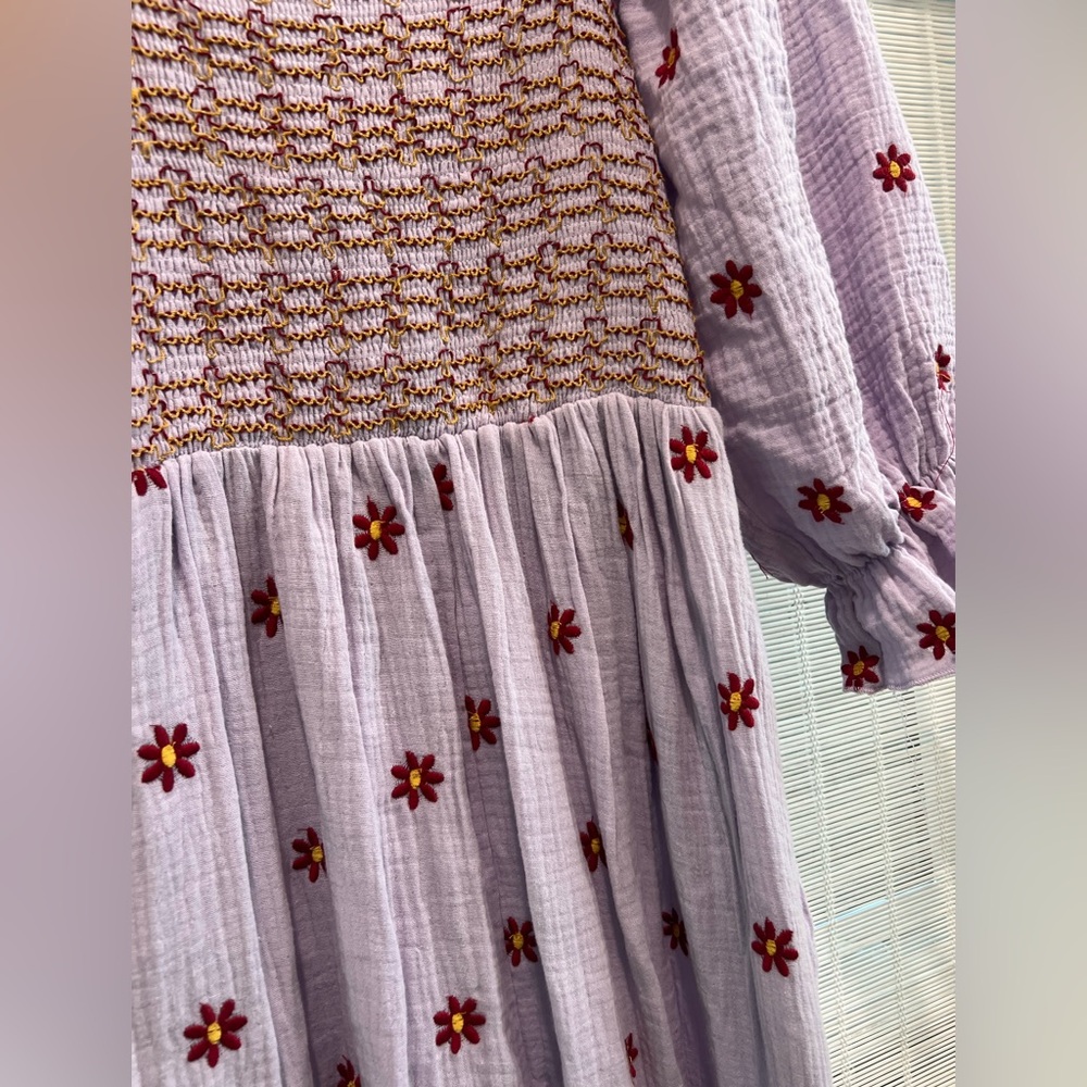 Floral Smocked Maxi Dress - Purple - Picture 3 of 3